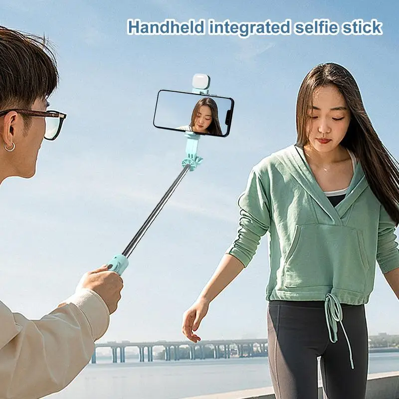 Selfie Stick Tripod With Remote 360-Degree Rotating Phone Detachable Tripod With Remote Retractable Selfie Stick With LED Fill