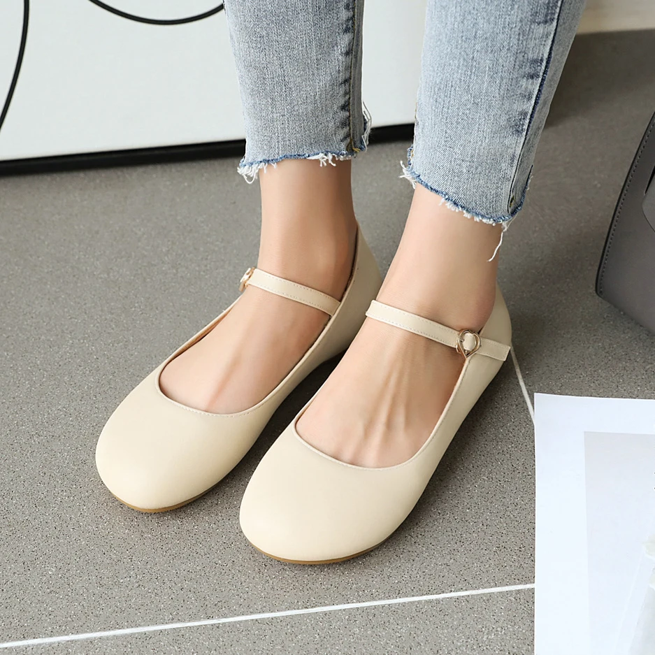 Women Flat Mary Janes Classic Round Toe Ballet Shoes 2023 Fashion Round Toe Buckle Breathable Ladies Boat Footwear Zapatos Mujer