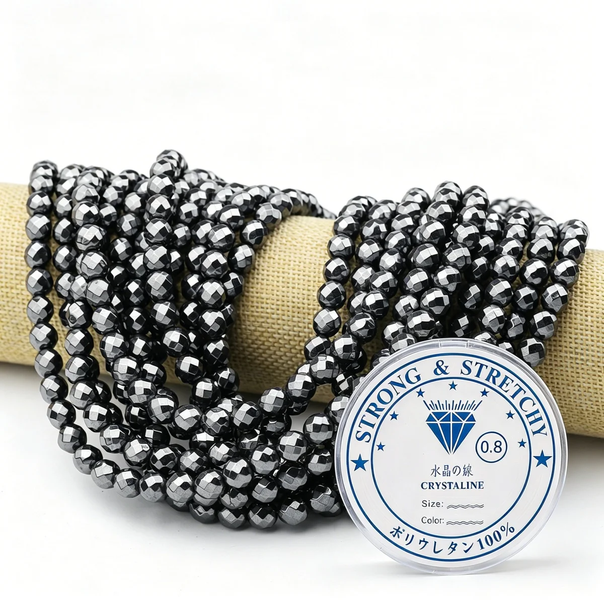 2–10mm Black Gallstone Round Cut Natural Color—Includes Free Crystal Thread DIY Jewelry Making Bracelets Necklaces Accessories