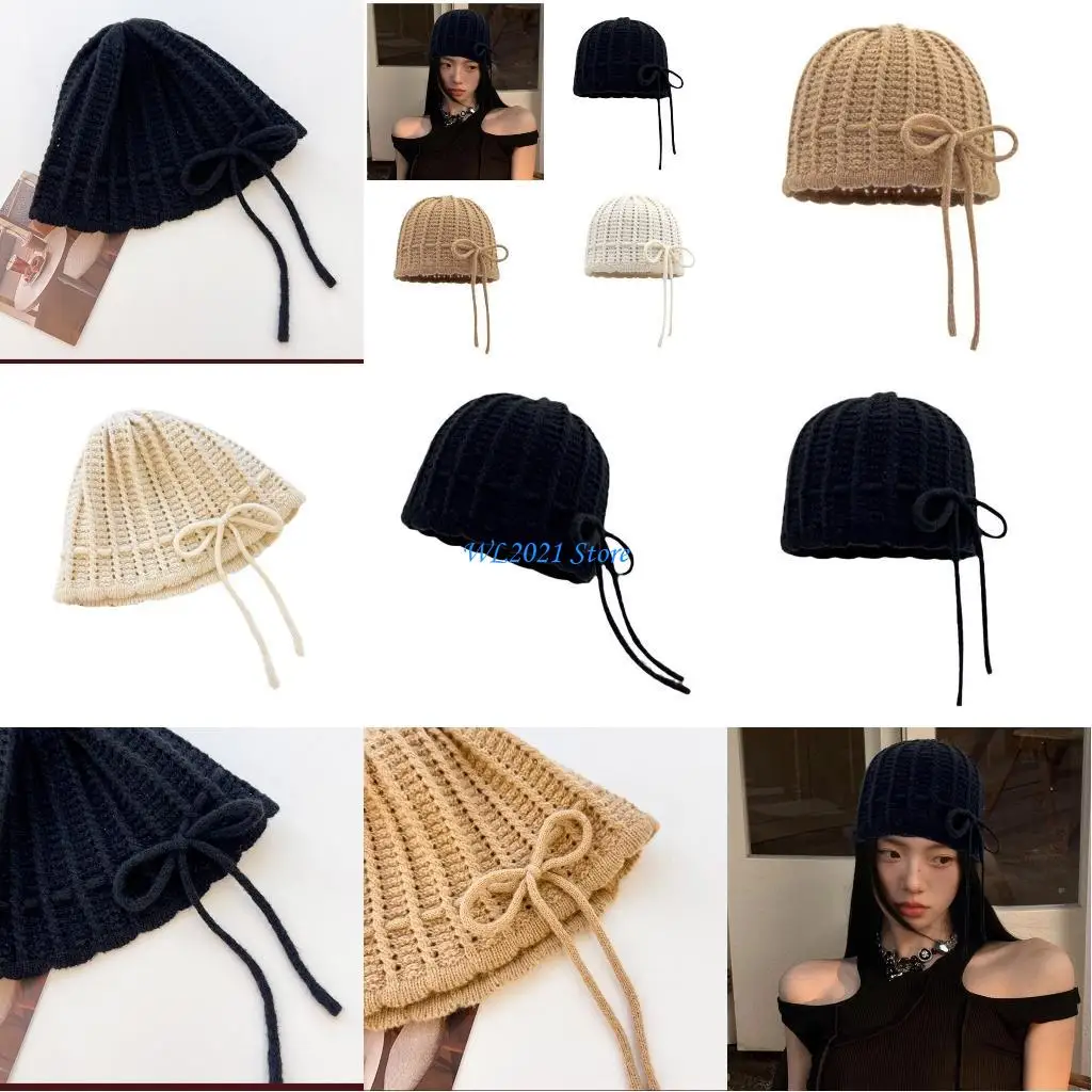 

G5GC Adjustable Butterfly Hat Handmade Knitted Hat Sweet Adult Hat Women Ponytail Hat for Styles Youth