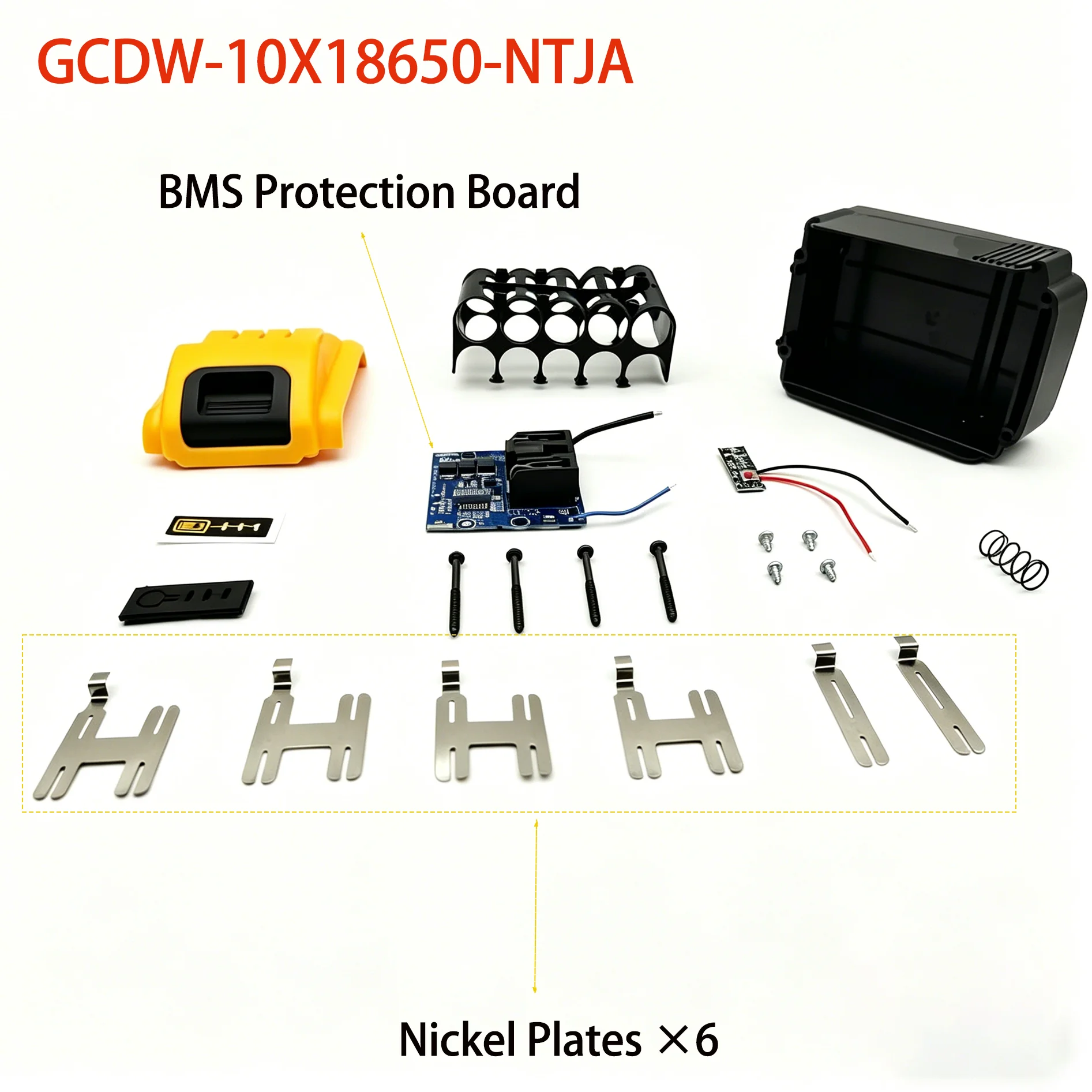 Li-ion Battery Case Box Charging Protection Circuit Board 10*18650 For DeWalt Lithium Battery PCBA 20V Housings DC Charging Port