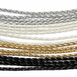 REGELIN 5meter 3mm black/white Braided PU Leather Bracelet Findings Round Leather Cord String Rope DIY Necklace Bracelet Making