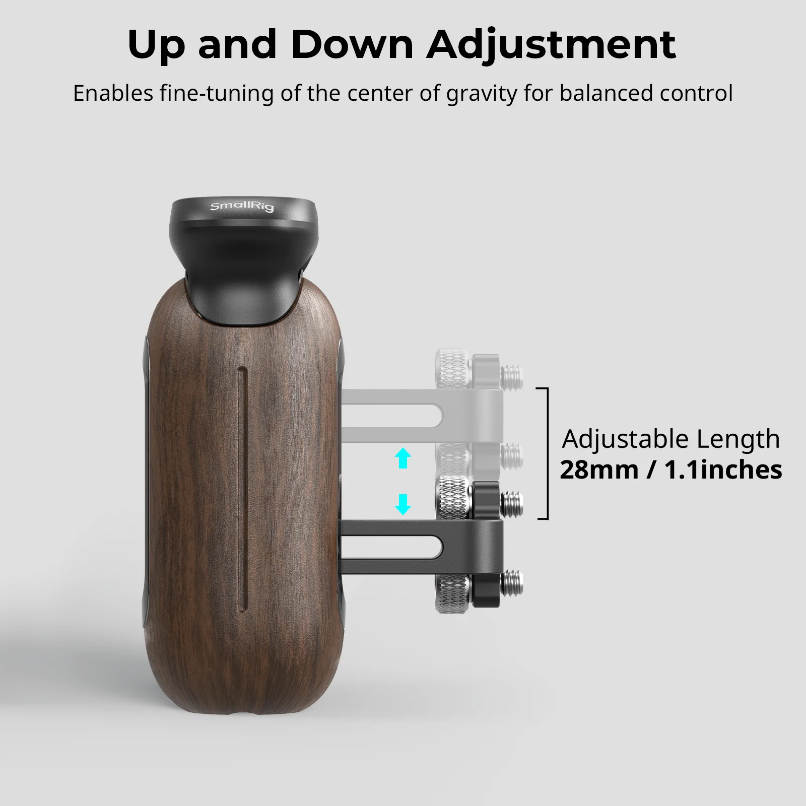 مقبض جانبي خشبي صغير الحجم مع مسامير 1/4 بوصة - 20، قبضة للأقفاص أو ألواح التركيب، مع حذاء بارد لأذرع شاشة الميكروفونات -5237
