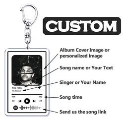 Personalized Song Singer Music Keychain Custom Album Cover Photo Keyring Boyfriend Girlfriend Valentines Birthday Wedding Gifts