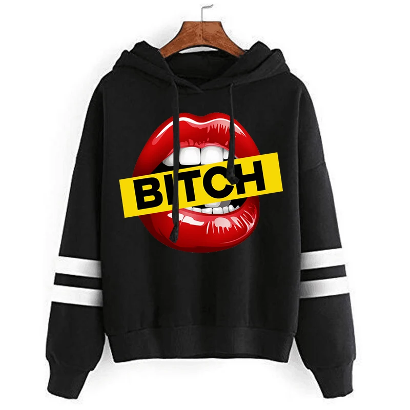 

Women's Sexy Girl Lips Graphics Hoodies Loose Female Long Sleeve Autumn Pullover Glamour Tooth Lips Trend Streetwear Sweatshirts