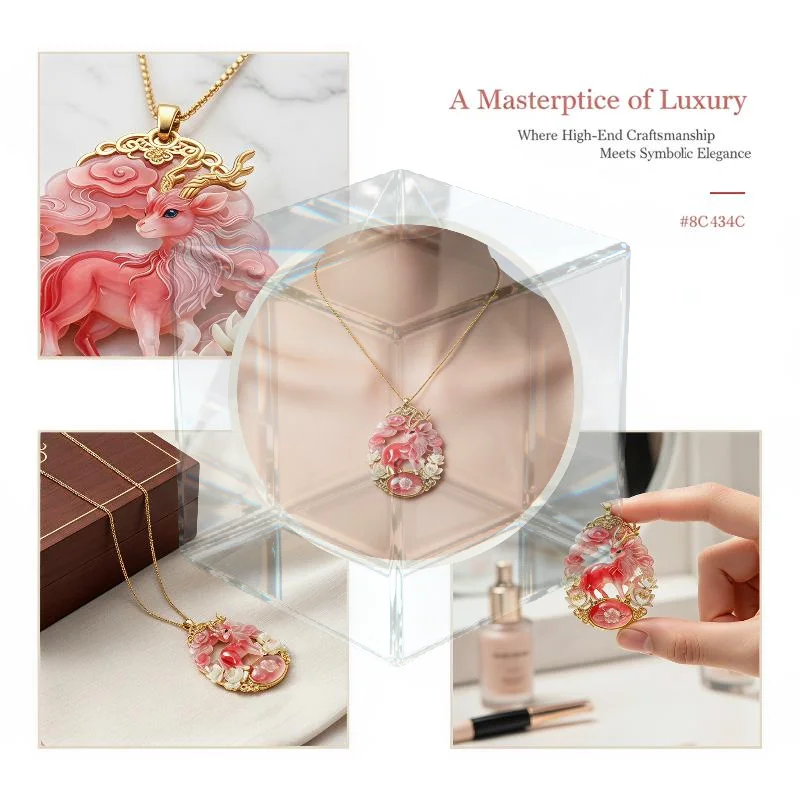 Luxury Minimalist Deer Pendant Necklace Cable Chain Chinese Style Lucky Guardian Animal Jewelry Gift For Women Friend