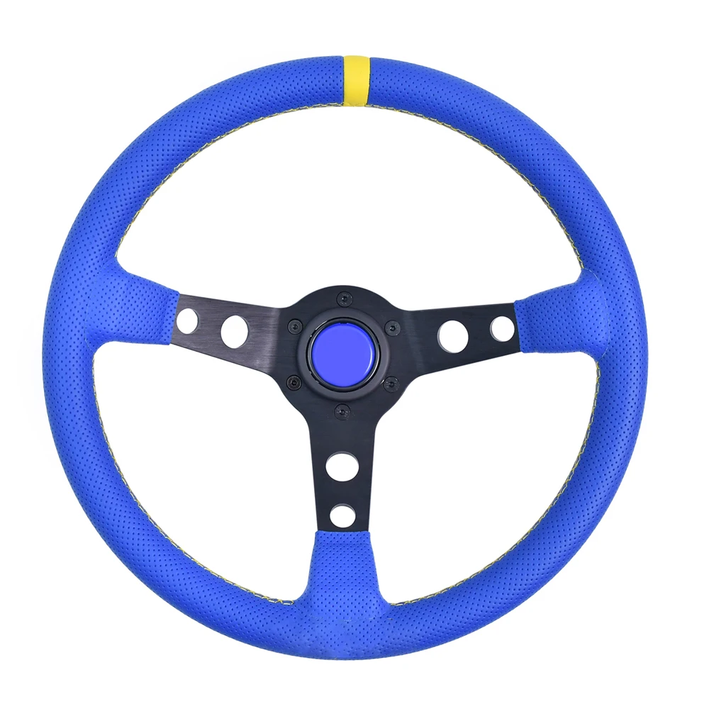

JDM 3 Spokes Quick Release Racing Steering Wheel 330MM 13 Inch Universal Leather Steering Wheel With Yellow Connector