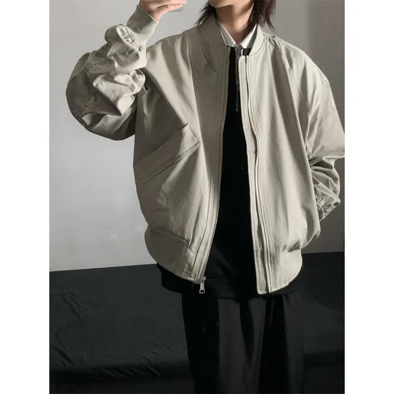 

Ma Pilot Jaet Men's Spring Autumn ort Baseball Sle Loose Fit Anti-Wind Polyester Youth Trendy Outerwear Coat