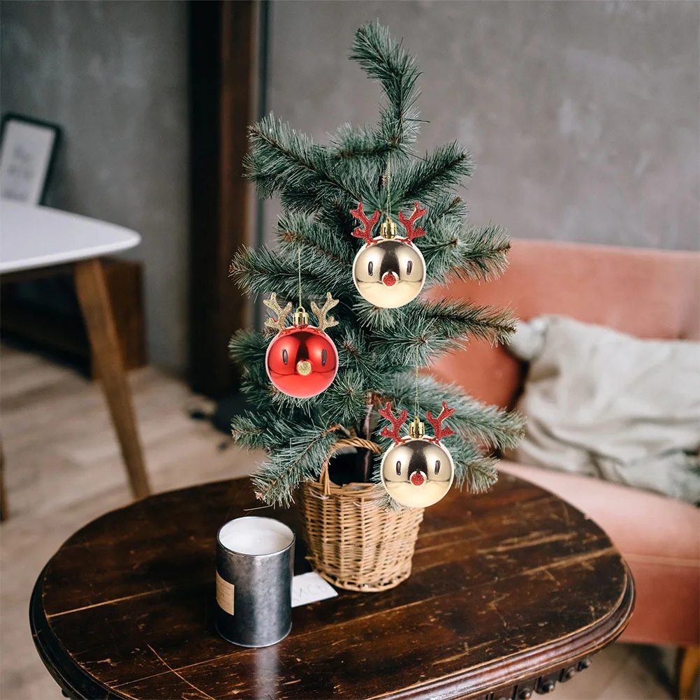

4Pcs Xmas Pendant Decor Adorable Deer Ball Christmas Tree Hanging Accessory Perfect Gift Choice Xmas Party Decoration