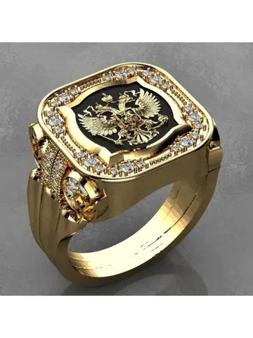 New Simple Retro Fashion Men's Jewelry Luxury Zirconia Stamp Ring Men's Badge Ring Punk Street Niche Trend Party Jewelry Gifts