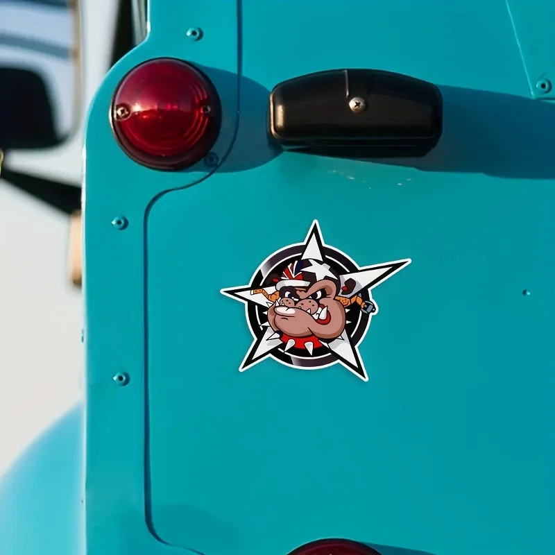 قطعة واحدة "ملصق سيارة عصري بولدوج ستار، ملصق تلقائي كرتوني، ملصق سيارة رائع للتخصيص، عنصر نمط السيارة المميز"