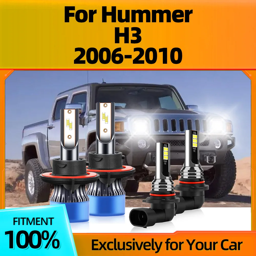 2/4Pcs Car LED Headlight 45000LM 150W CSP Chip Canbus Fog Lights Auto Bulbs High Power For Hummer H3 2006 2007 2008 2009 2010