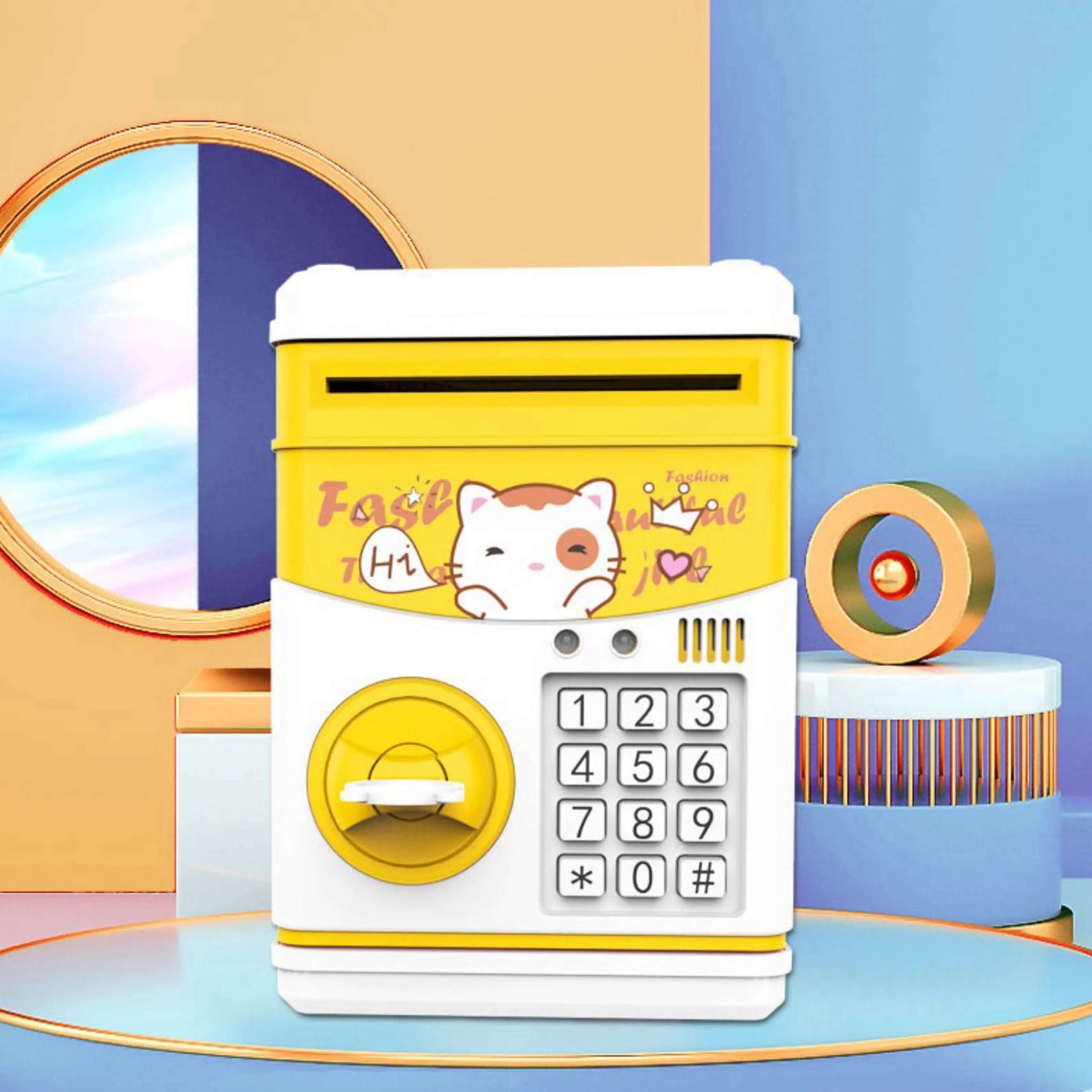 Piggy Bank, Electronic Coin Savings Bank with Password Protection, Creative Currency Storage (Key to Open the Door)