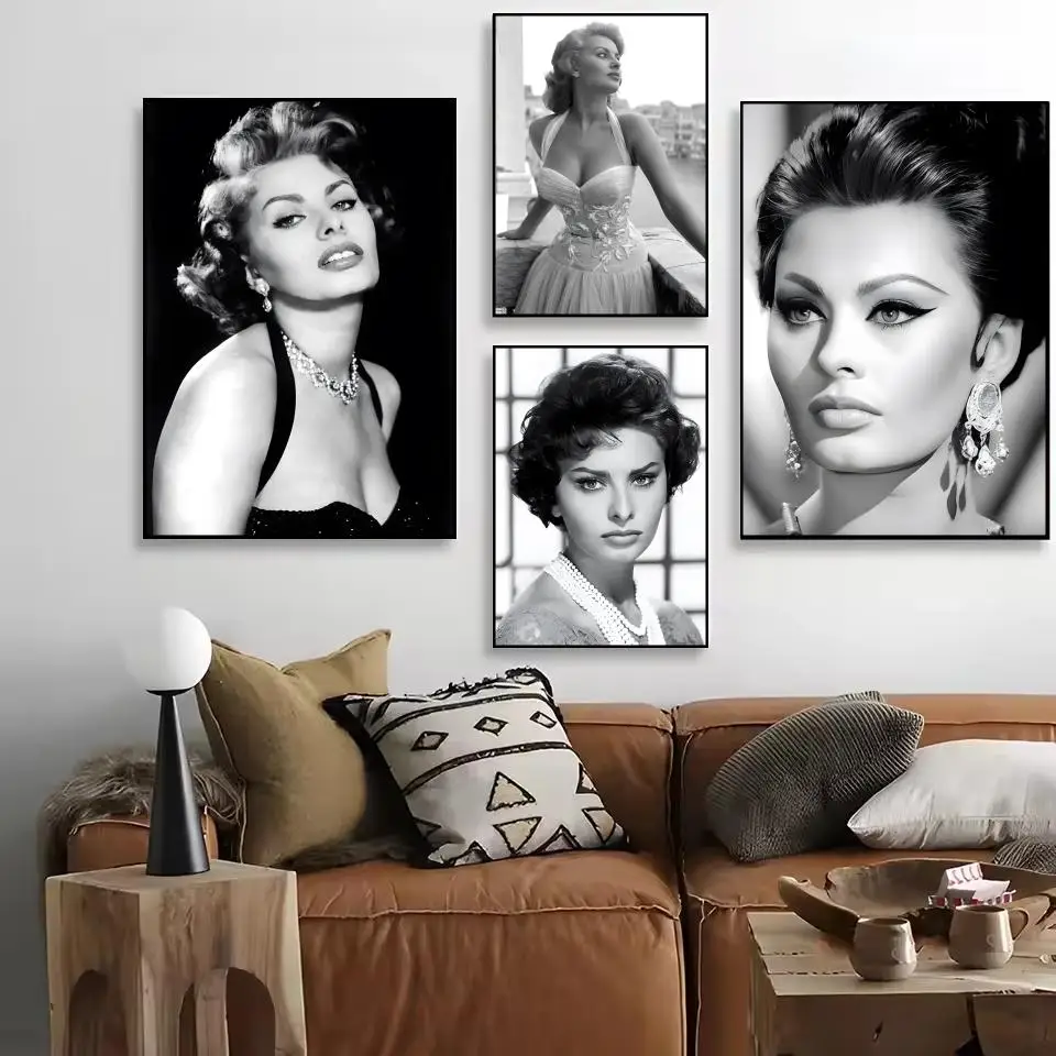 Fashion S_Sophia Loren Magazines Poster Decorative Wall Art Stickers Mural Photo Print for Home Living Room Hallway Decor