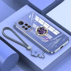 Redmi Note 11S Case Luxury Diamond Ring Cover For Xiaomi Redmi Note 11 Pro 5G 9S Phone Case With Lanyard Plating Case Note11 S