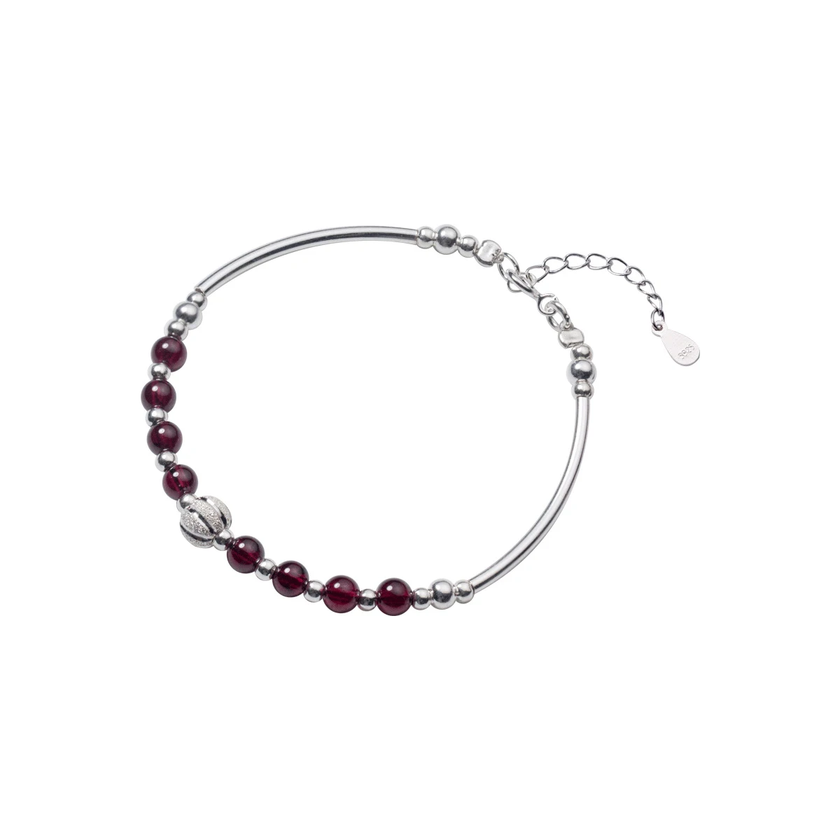 Modian Natural Garnet Little Balls Sterling Silver 925 Bracelet for Women Link Chain Bracelet Ethnic Style Original Fine Jewelry