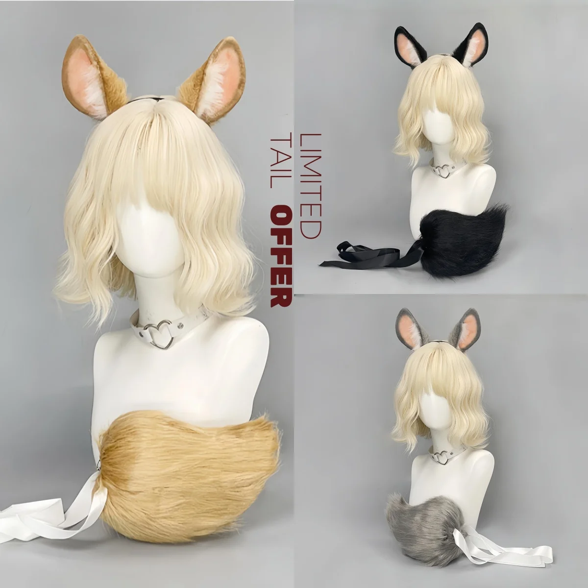 

Новый набор для косплея: повязка на голову с реалистичными ушками кролика из искусственного меха, милый хвост в стиле Лолита, хвост кролика KC для Хэллоуина