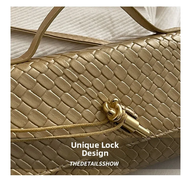 Bolso de Hombro Elegante con Textura Tejida, Estilo , Bolso de Mano para Cena, Bolso Cruzado para Mujer, Estilo Casua...