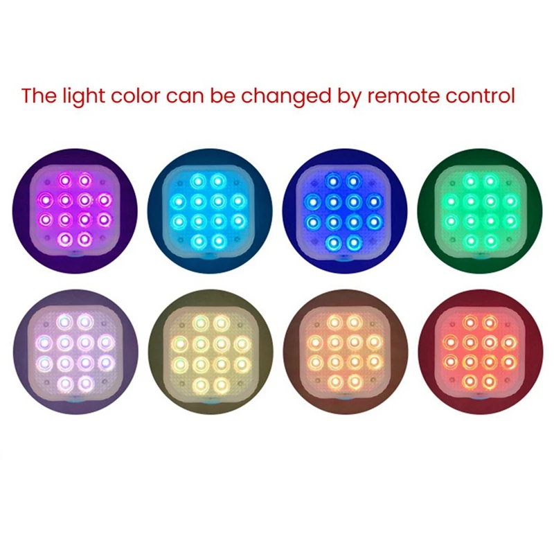 2Pcs Rechargeable Submersible Pool Lights With Remote, IP68 Waterproof 16 Color Changing LED Lights With Glue