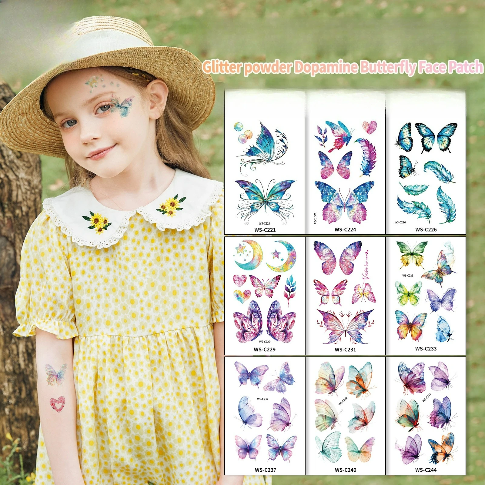 

glitter butterfly tattoo sticker,Temporary Tattoos for Women children,Waterproof Long-Lasting,Fake Tattoo for Party Festival
