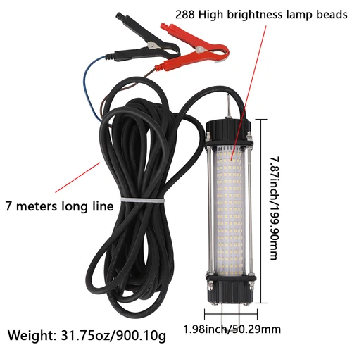 Imagen 2 del producto Equipo de pesca especial de noche, verde y blanco, 12V, 120W, luz de pesca nocturna impermeable subacuática de alta potencia, cebo sumergible