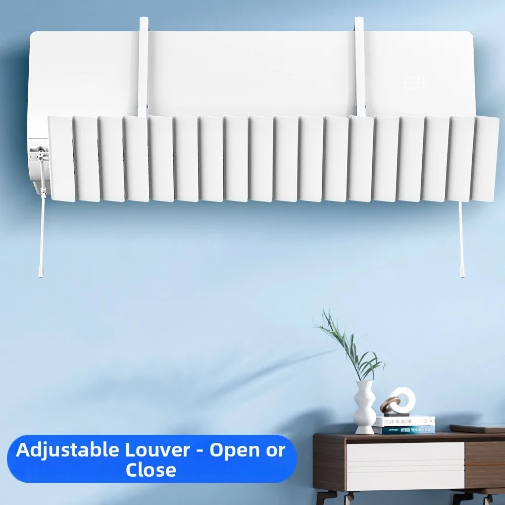 Adjustable Louvered Air Conditioner Windshield ABS Wind Deflector For Wall Mounted AC Unit Directing Airflow Vent Cover Cream Wh