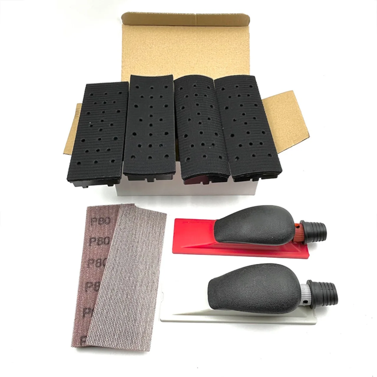 Sanding Tool Set 70x198mm Hand-Held Sanding Block 4-in-1 Sanding Pad for Concave and Curved Surfaces 80#120#180#240#320#