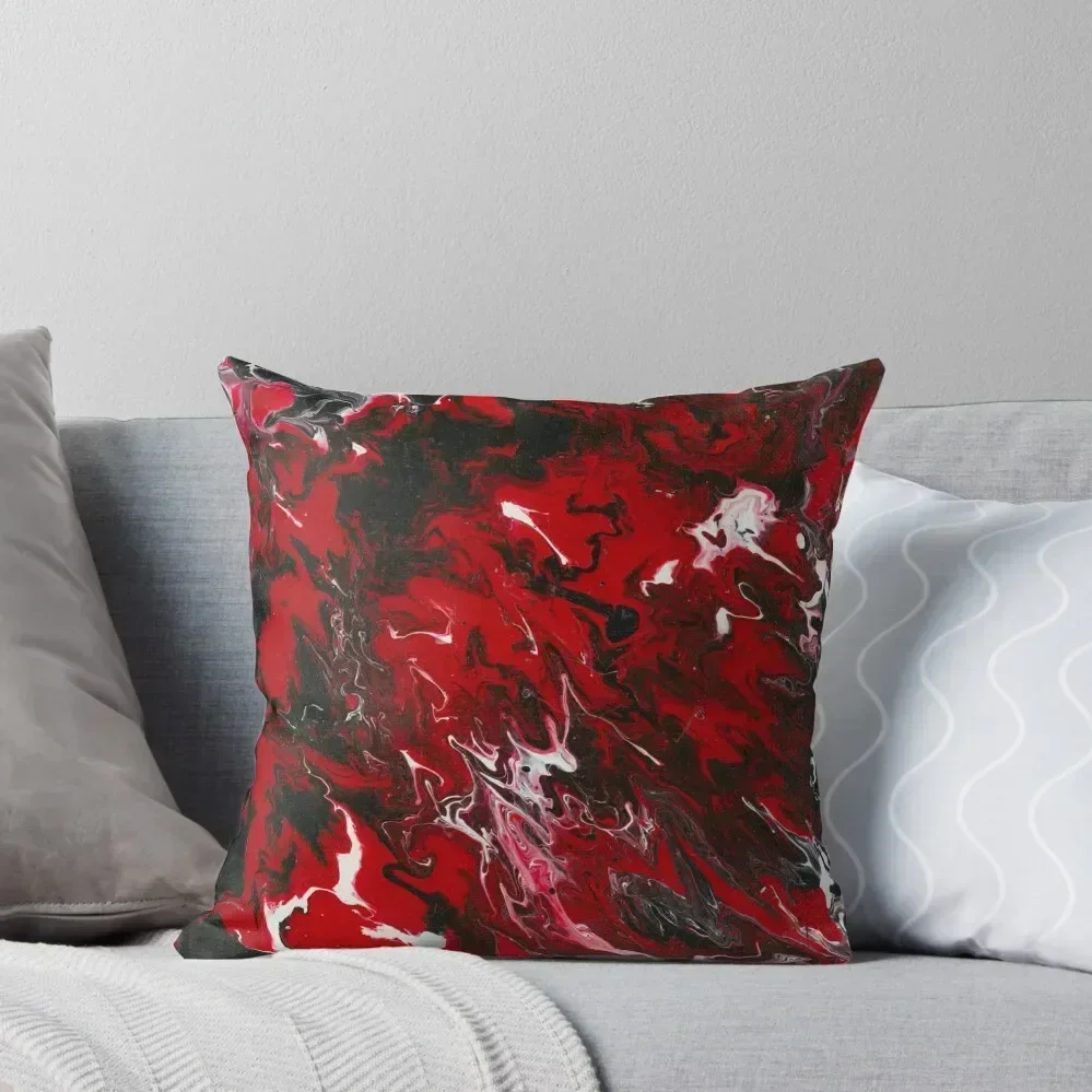 

Blood Lines Red and Black Fluid Pour Throw Pillow home decor items covers for pillows autumn decoration pillow