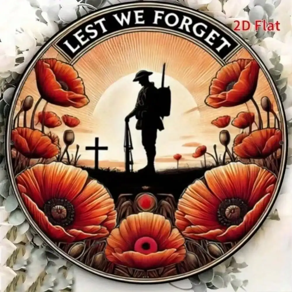 American Veterans Memorial LED Wall Light, Poppy Soldier Silhouette Decor Sunset Projection