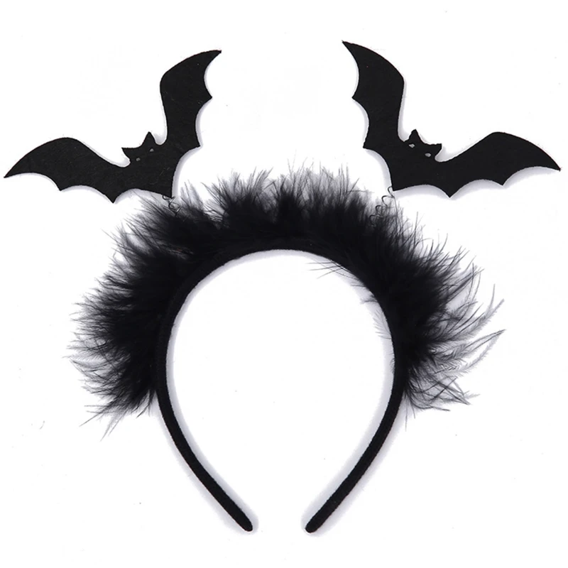 

for Creative Bat Hair Hoop Halloween Headband Black Headwear with Bat Decor All-match for Music Festivals School Plays Dropship