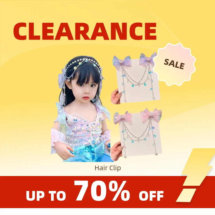 Clearance_Children Baby Mermaid Princess Pearl Butterfly Fringe Bow Forehead Chain Hairpin Fairy Hair Accessories Cartoon Girls