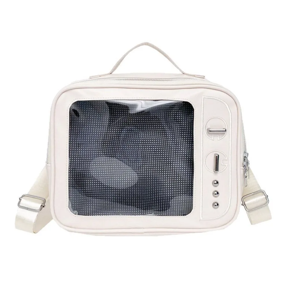 

PU TV Model Backpack Large Capacity Lightweight Transparent Layer Ita Bag Crossbody Bag Japanese Shoulder Bag Collection Display