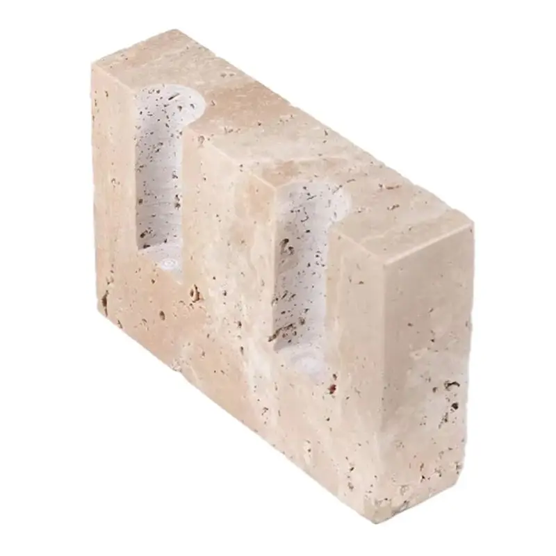 ABRE-Vintage Candlestick Holder, 2 Holes Travertine Stone Candle Holder For Wedding,Party-Elegant Table Centerpiece