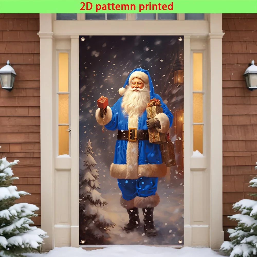 لافتة ثنائية الأبعاد قطعة واحدة، غطاء باب ونافذة لحفلة عيد الميلاد، نمط سانتا كلوز هدية الثلج، دعائم هدايا الحفلات والزينة #3
