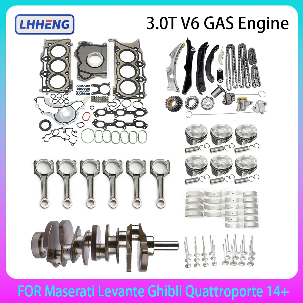 ENGINE Rebuild Overhaul Kit for Maserati Ghibli Levante Quattroporte 3.0L V6 GAS 3.0 L T DOHC M156B M156 Twin-Turbo 2014-25