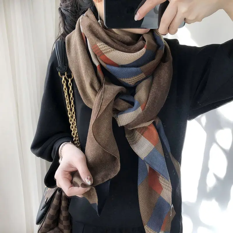 

2026 Winter Warm Plaid Cotton Linen Scarf Women Long Faion Anti-aging High-end oulder awl Four-season Sle Scarf