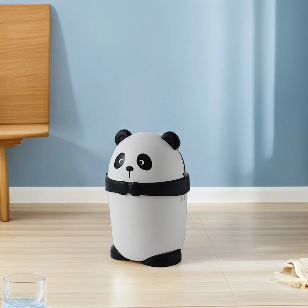 

Small Cartoon Panda Trash Can Flip Lid Design Cute Animal Garbage Bin for Bedroom Kitchen Living Room Waste Bin
