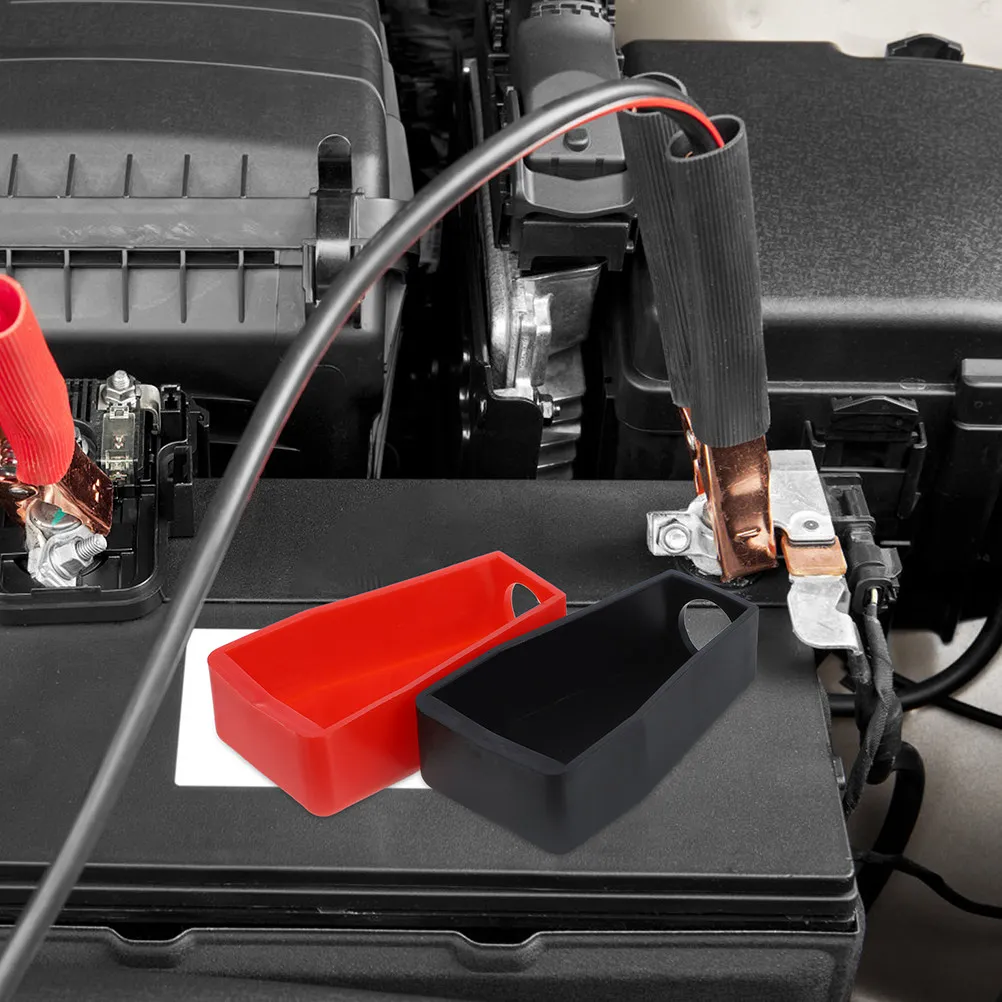 

4Pcs Battery Terminal Covers Rubber Plastic Protector Set Red Black Positive Negative Cable Insulation for Car Motorcycle