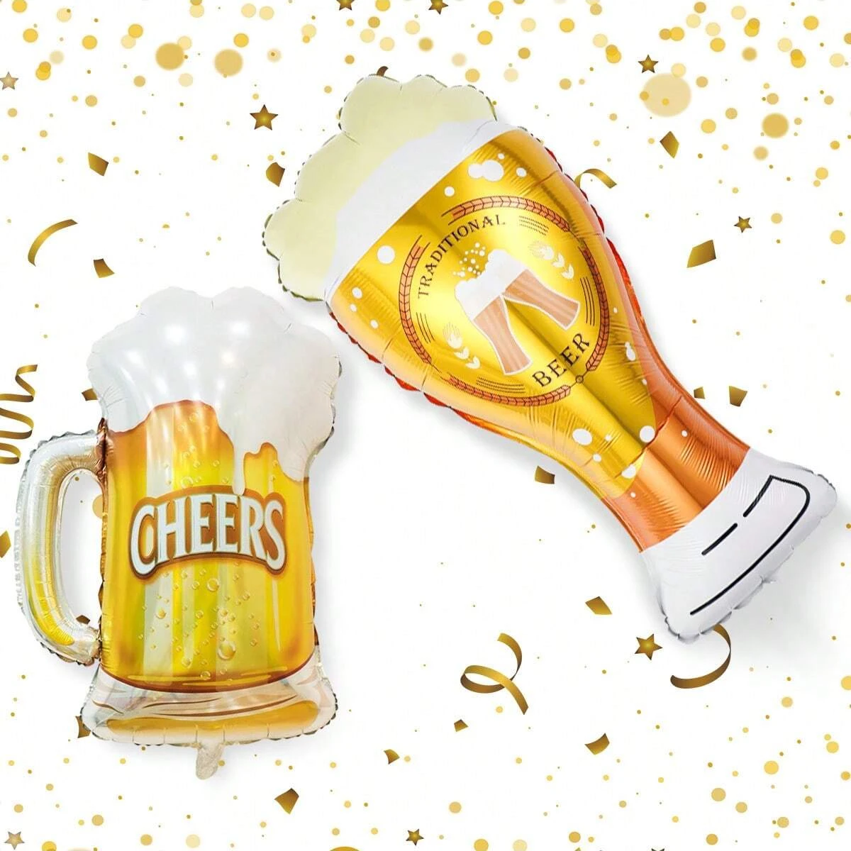 2pcs Beer Bottle Mylar Helium Balloons Beer Mug Shaped Balloons for Birthday, Oktoberfest Party, Bar Theme Party Decorations