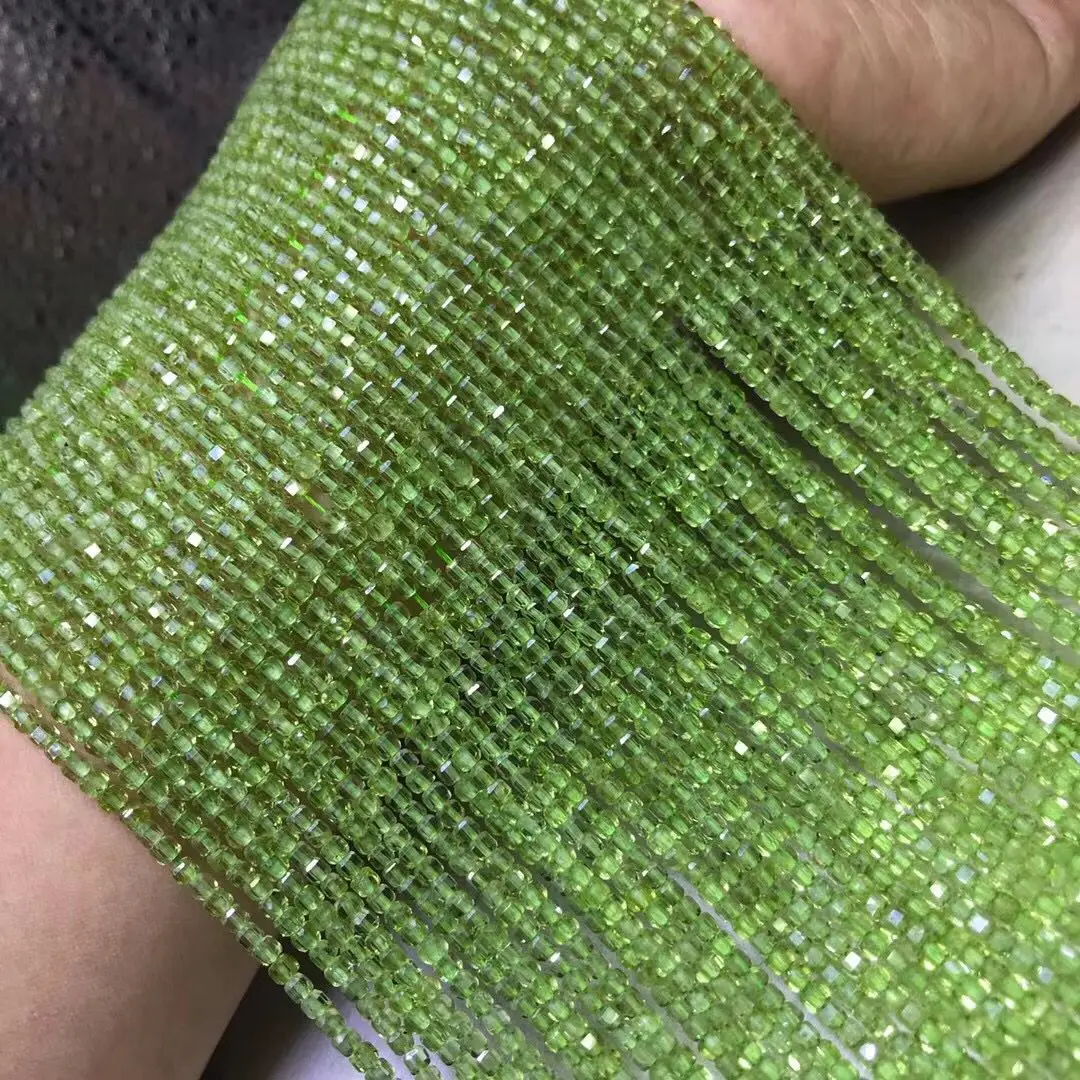 AAA green peridot  faceted square 2.5mm loose beads for making jewelry necklace FPPJ wholesale