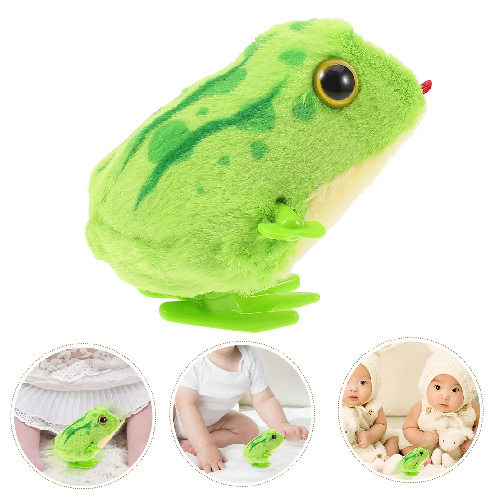 Wind-Up Animal Comforting Frog Educational Crawling Infant Plaything Soft Jumping Clockwork Fun Kids Activity