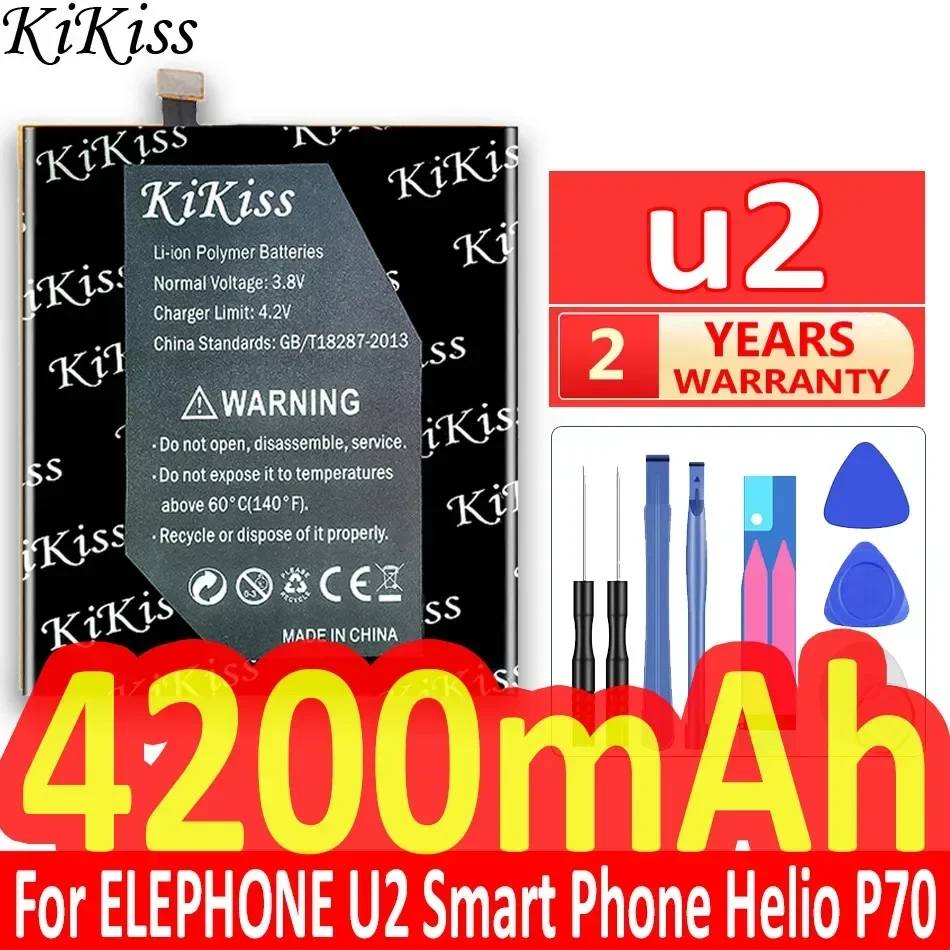 Мощный аккумулятор KiKiss U2 4200 мАч для смартфона ELEPHONE U 2, Helio P70 P 70, аккумулятор большой емкости + трек №