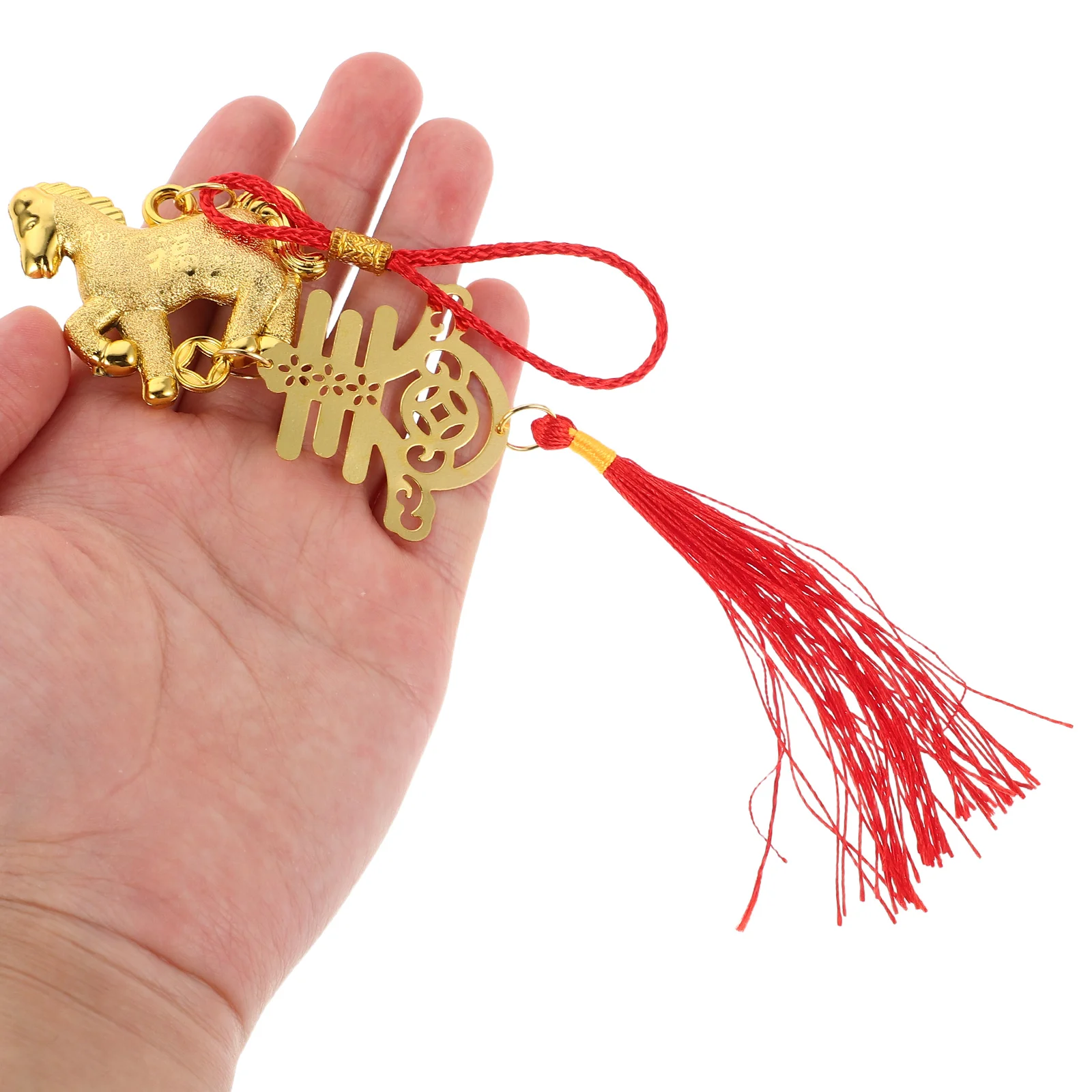 

6pcs Chinese New Year Horse Pendant Zodiac Decor Feng Shui Lucky Charm For Car Mirror Spring Festival Hanging Ornament Home Tree