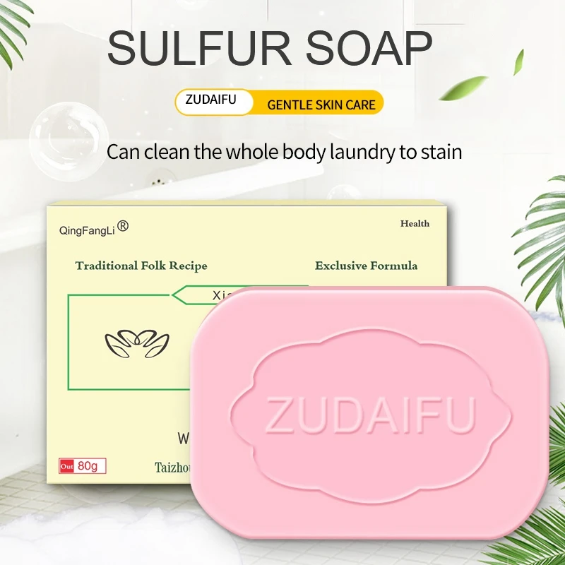 Zudaifu Enxofre Sabão para Psoríase, Controle Óleo de Limpeza, Remoção de ácaros, Cuidados Corporais, 80g, 5, 10, 20Pcs