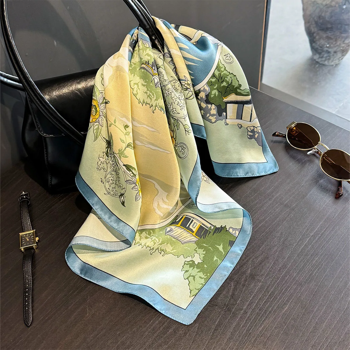 

Fashion 100% Real Silk Headscarf Square Scarf For Women Shawl Foulard Hijab Headband Wrap Bandana Neck 2025 Bufanda Echarpe