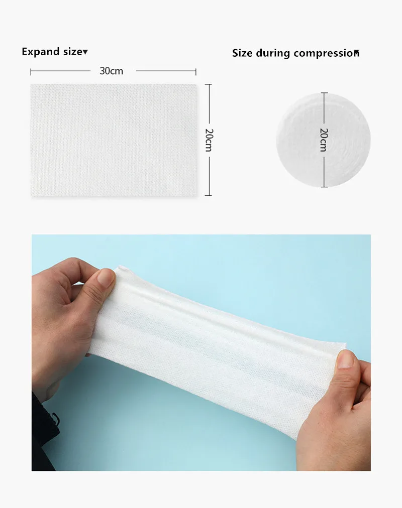 Bad komprimierte Handtuch Einweg kapseln Handtücher magische Gesichts pflege Tablette Vlies Reise tragbare Stoff wischt Papier Taschentuch – Detail 6