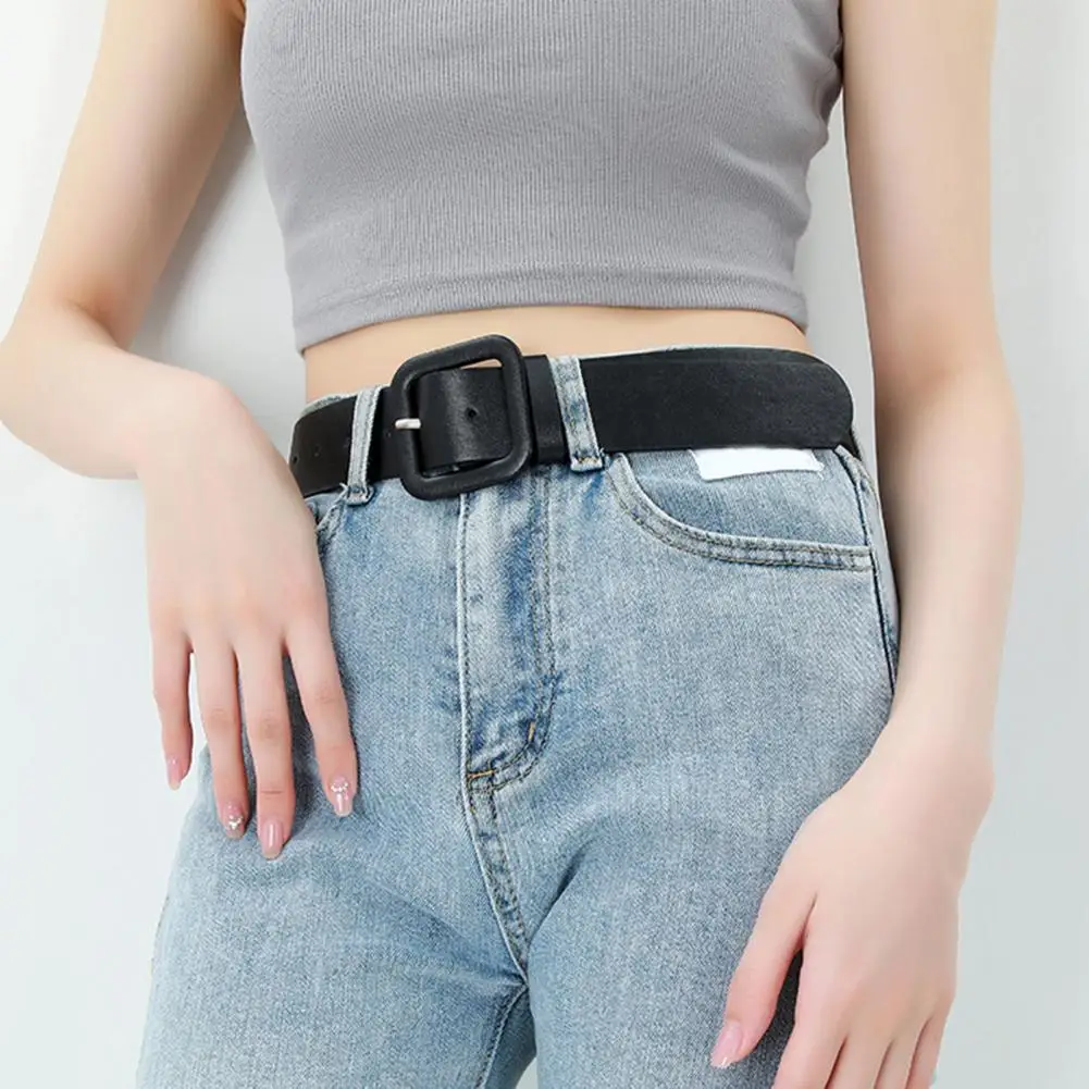 105cm Women Belt Solid Color Anti-break Adjustable Smooth Waist Decoration Wide Band Faux Leather Waist Belt Clothes Accessory