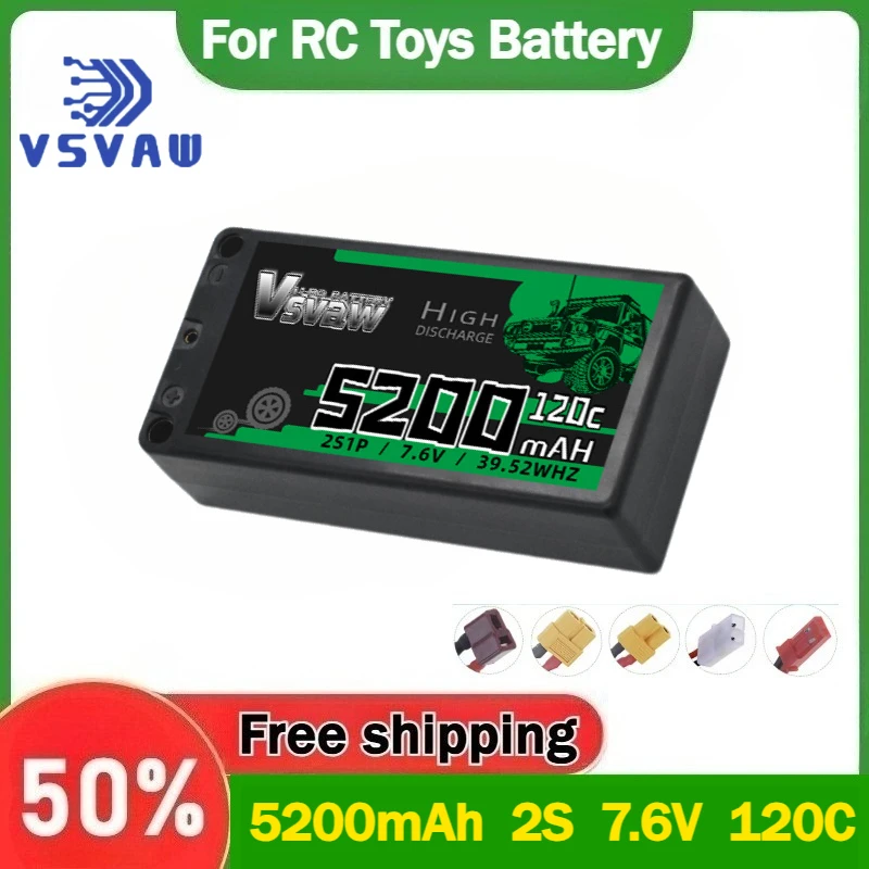 

5200 мАч 2S 7,6 В 120C игрушки LiPo аккумуляторная батарея для HV для дистанционного управления автомобиля, лодки, самолета, модели автомобиля аккумуляторы