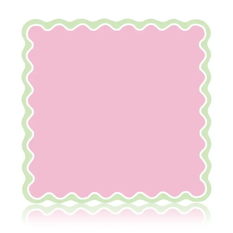 Solid Color Mahjong Game Table Mat With Soft Pink Wavy Lace Square Anti Slip Noise Reducing Desktop Mat, Portable Desktop Decor
