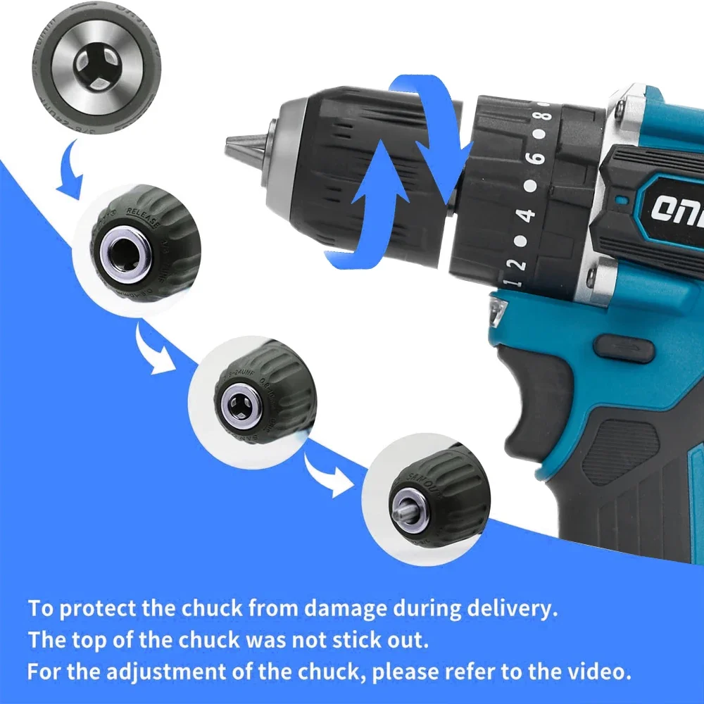Imagem -02 - Brushless Cordless Electric Impact Drill Hammer em 10 mm 20 Mais Torque Chave de Fenda Elétrica Ferramentas Elétricas para Bateria Makita 18v